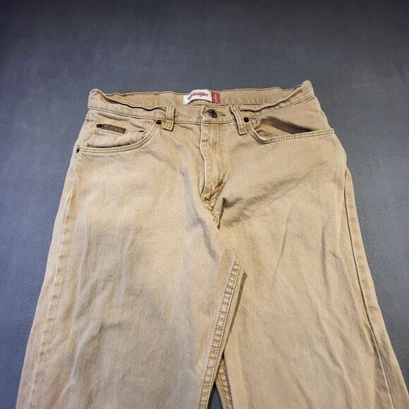 Wrangler Jeans Mens 32x29 Brown Denim Straight Leg Western Rodeo Distressed - Picture 2 of 10
